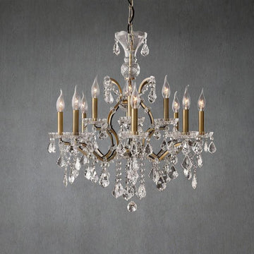 Rococo Iron & Crystal Round Chandelier 28"