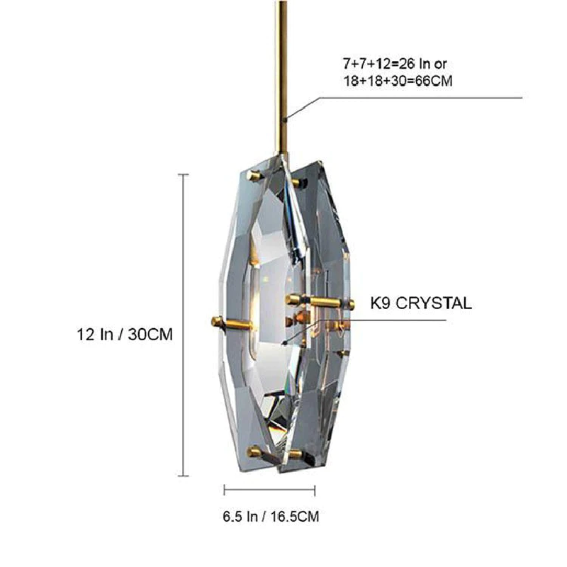 Faceted Smoke Crystal Pendant Light - Ineffable Lighting