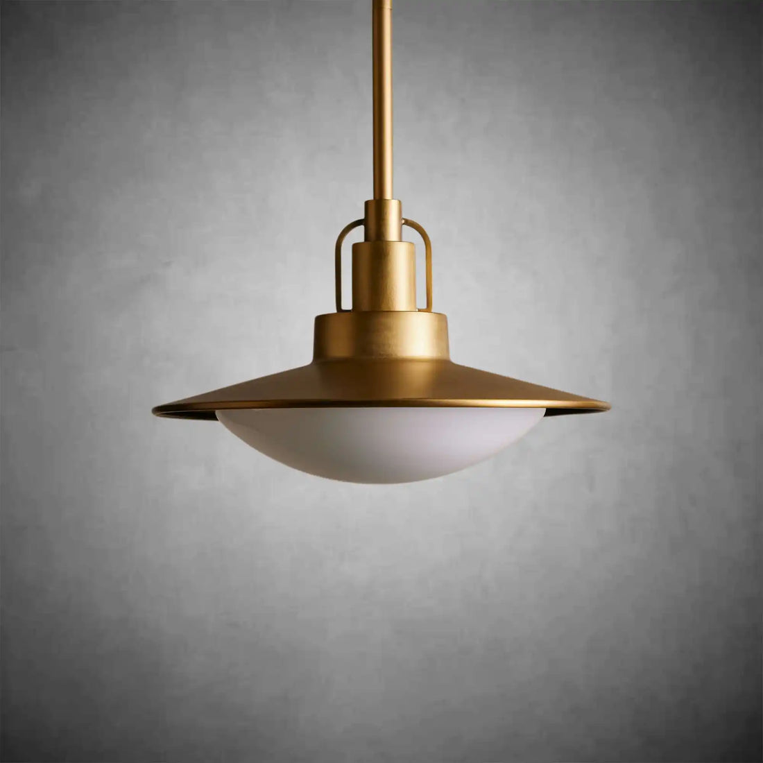 Argent Brass Finish Iron Pendant Light with Opal Glass Dome-Fanci Lamps