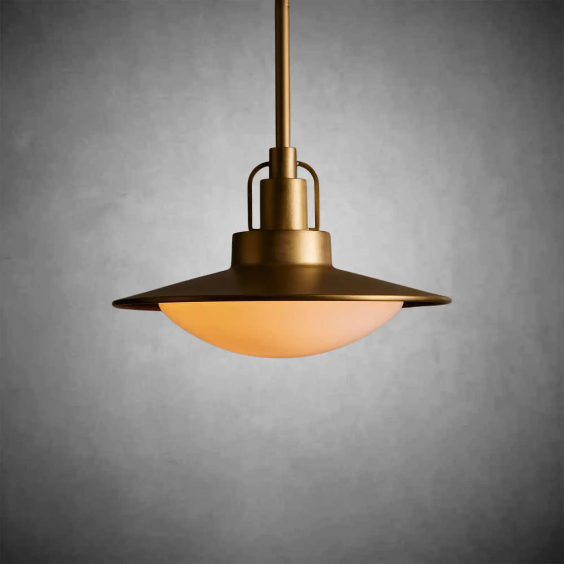 Argent Brass Finish Iron Pendant Light with Opal Glass Dome-Fanci Lamps