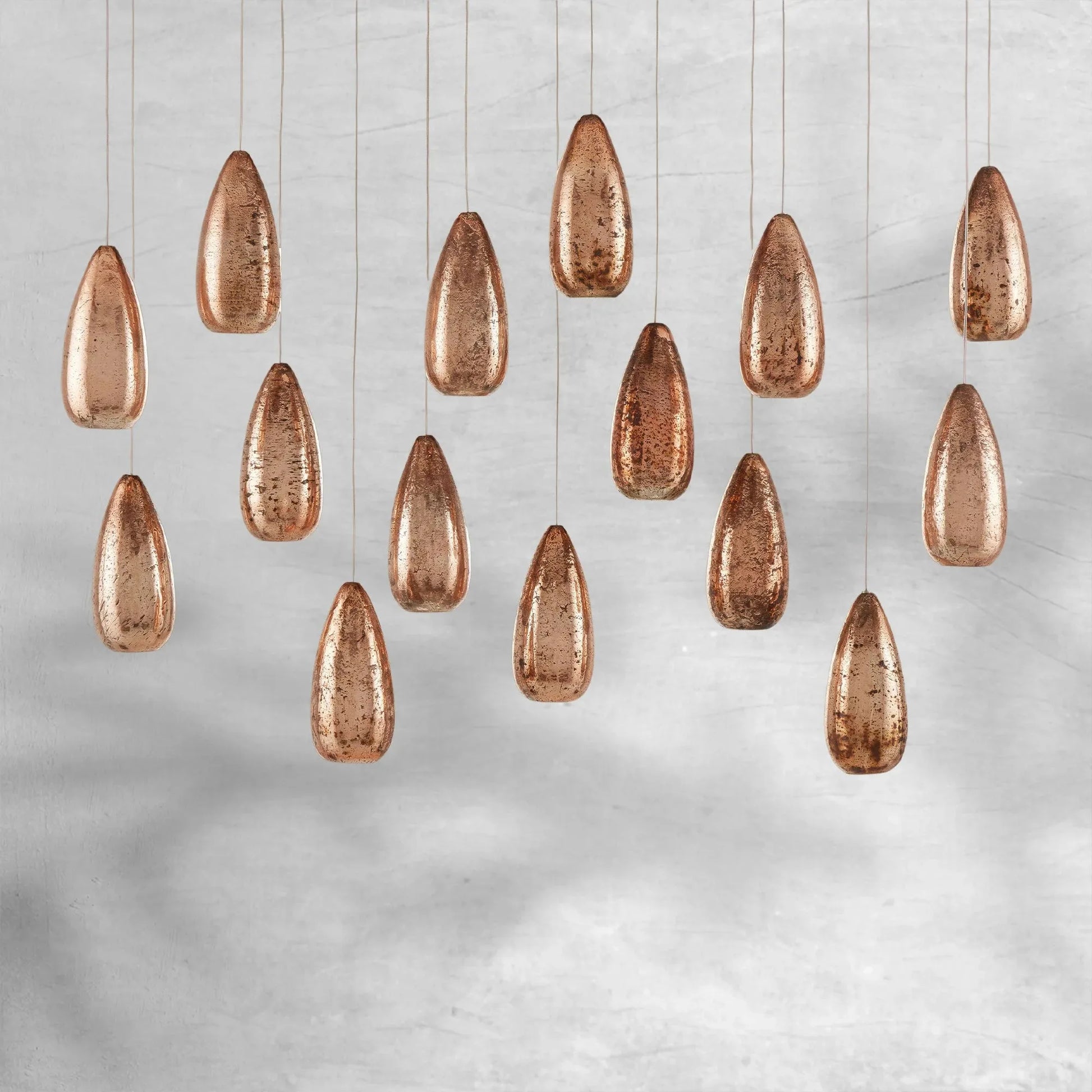 Edda Linear Teardrop Mercury Glass Chandelier – 48" & 54" Options-Fanci Lamps