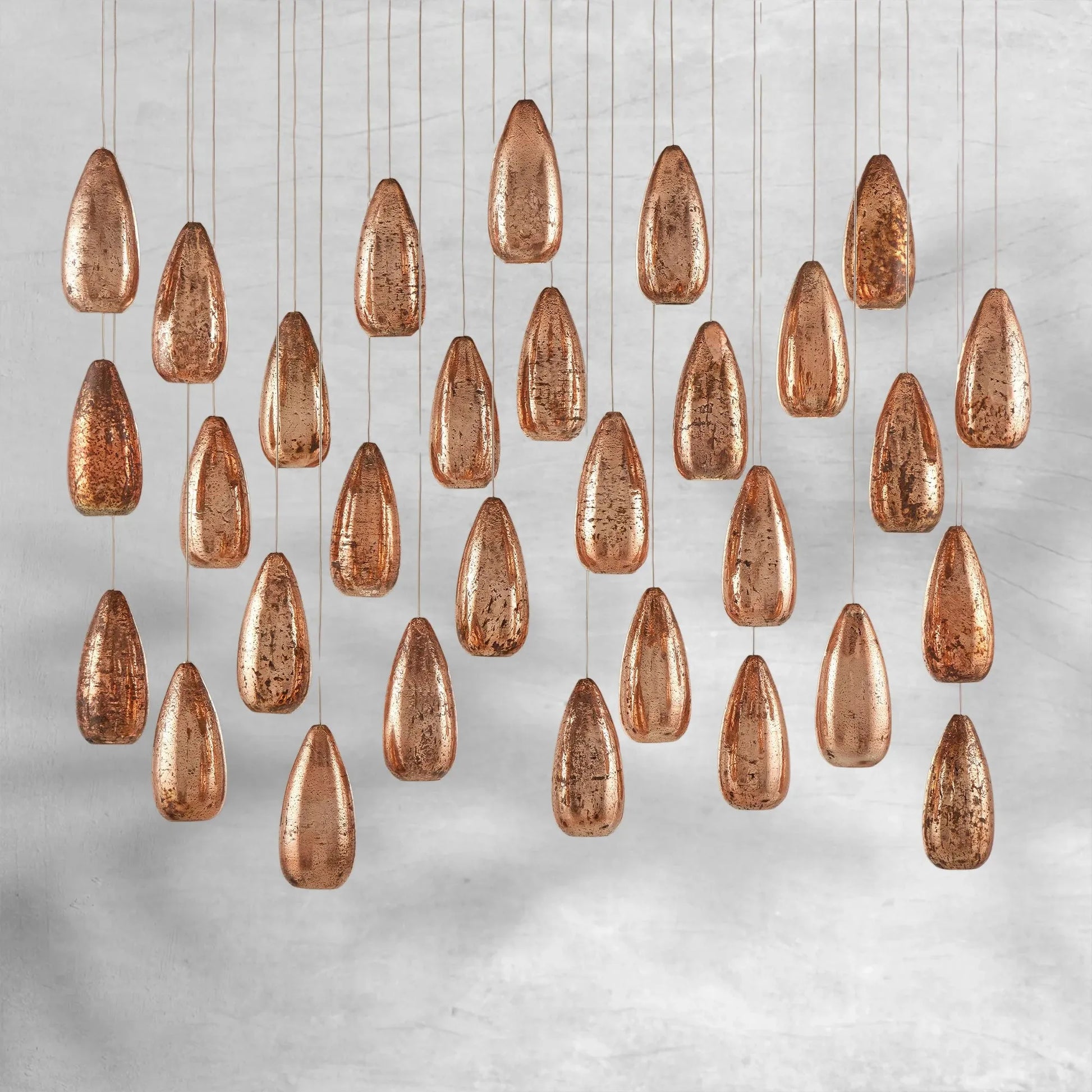 Edda Linear Teardrop Mercury Glass Chandelier – 48" & 54" Options-Fanci Lamps