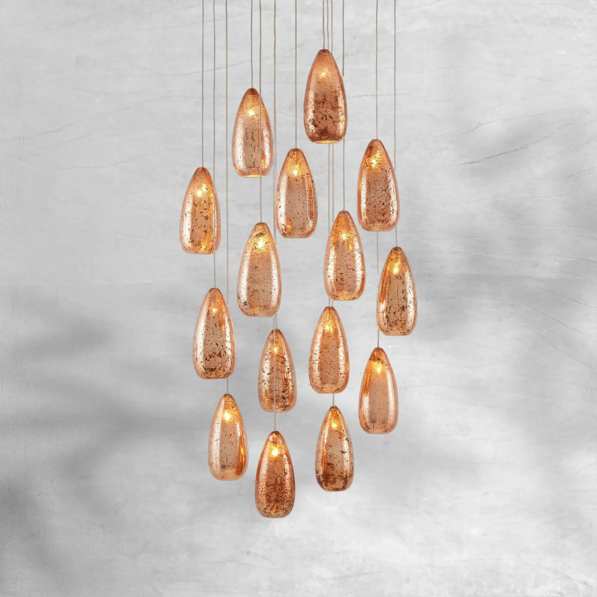 Edda Round Teardrop Mercury Glass Chandelier – 23” & 35” Options-Fanci Lamps