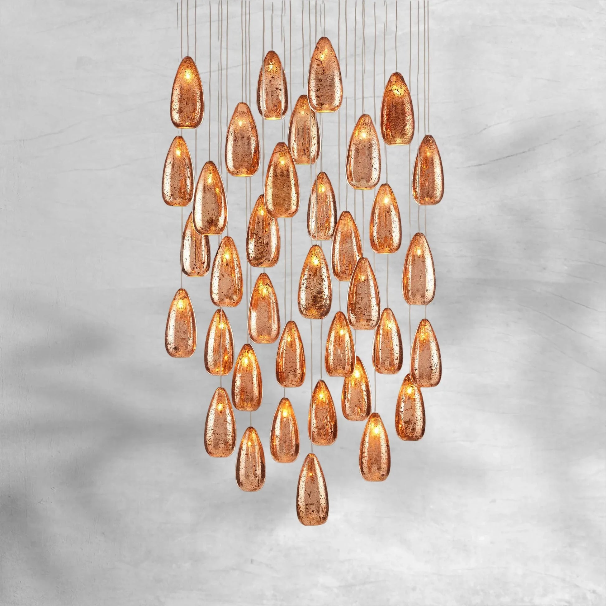 Edda Round Teardrop Mercury Glass Chandelier – 23” & 35” Options-Fanci Lamps