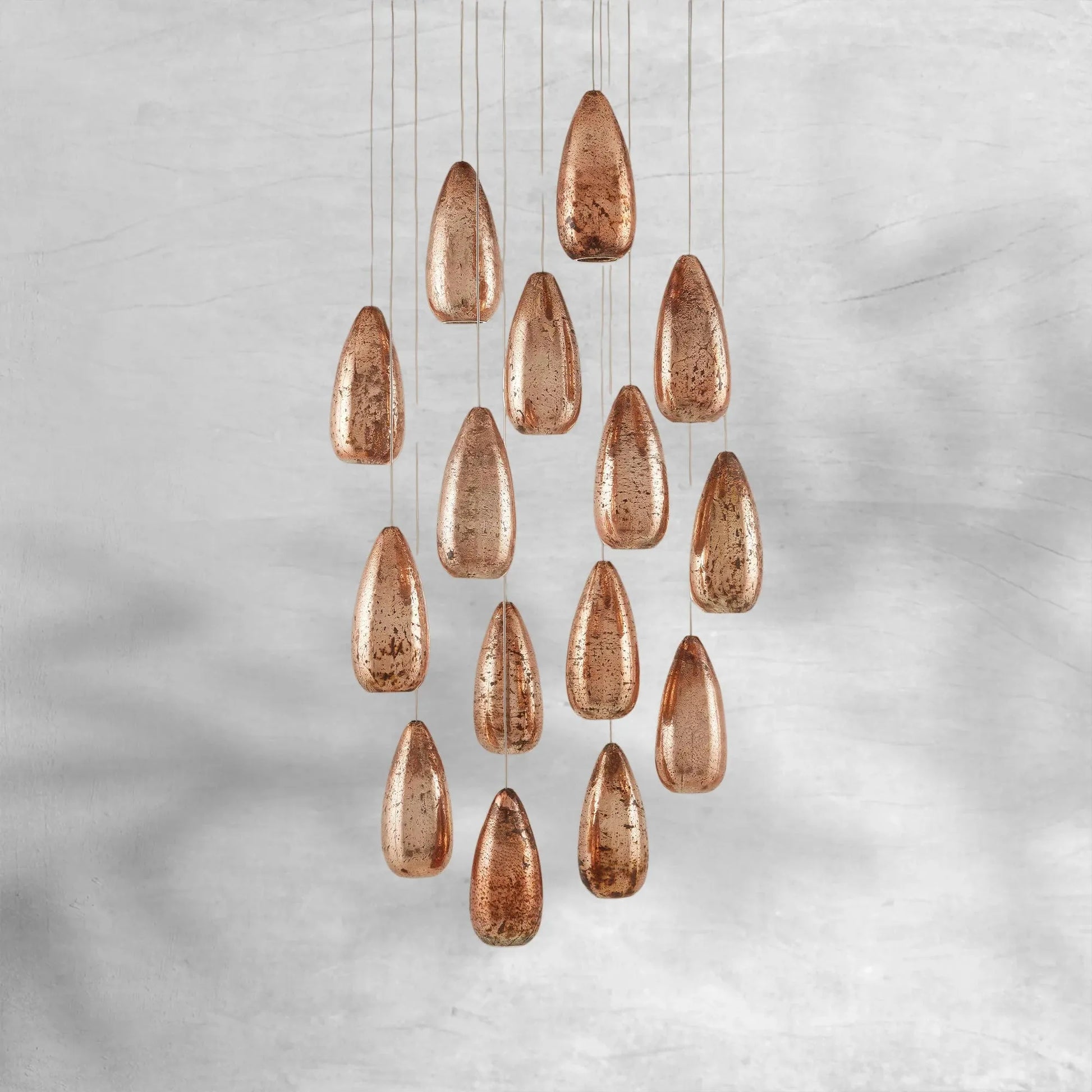 Edda Round Teardrop Mercury Glass Chandelier – 23” & 35” Options-Fanci Lamps