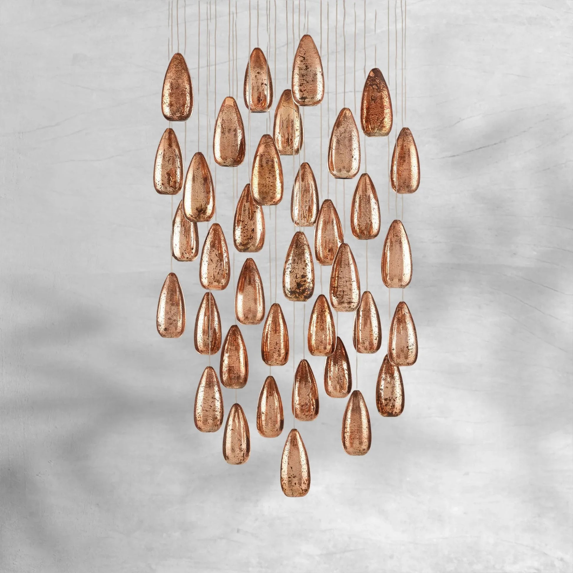 Edda Round Teardrop Mercury Glass Chandelier – 23” & 35” Options-Fanci Lamps