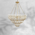 Elegant Morrigan Round Brass-Chained White Glass Chandelier 34 Inch-Fanci Lamps