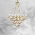 Elegant Morrigan Round Brass-Chained White Glass Chandelier 34 Inch-Fanci Lamps