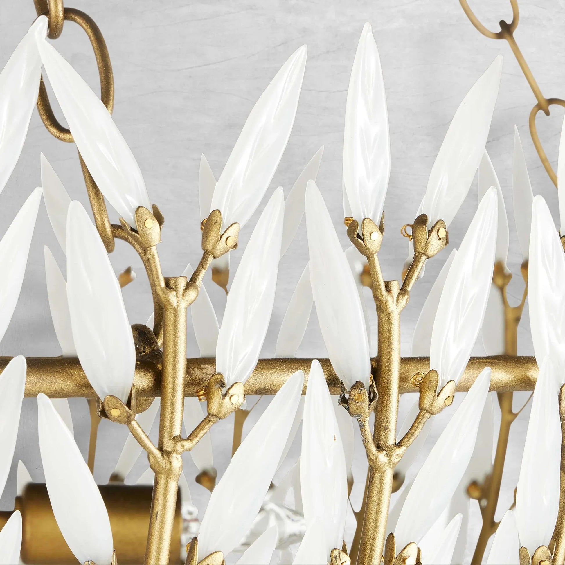 Elegant Morrigan Round Brass-Chained White Glass Chandelier 34 Inch-Fanci Lamps