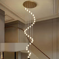 30-Light Gold Crystal Staircase Chandelier with Adjustable Bubble Shades