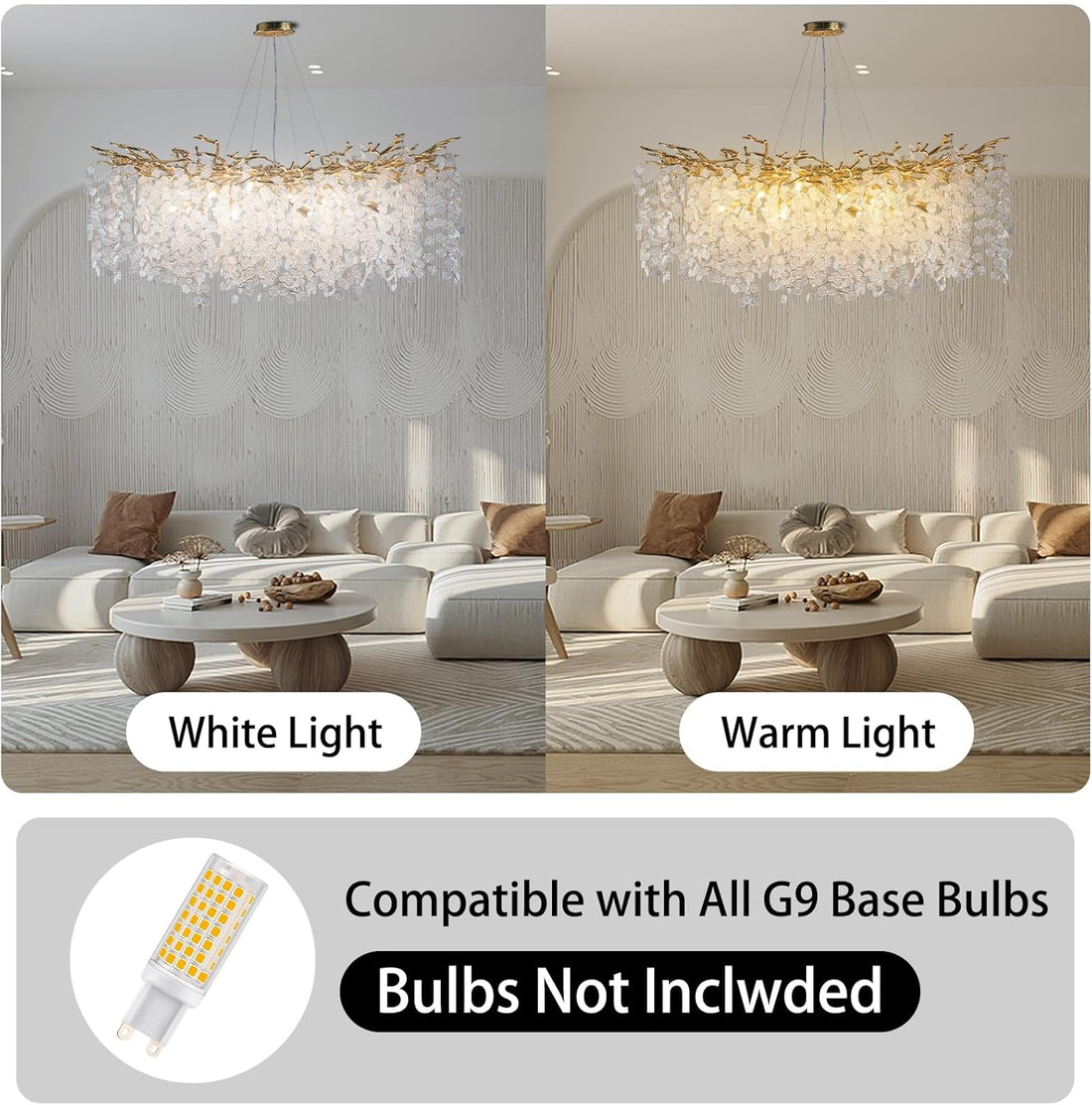 YUYI 47" Gold Tree Branch Modern Crystal Chandelier