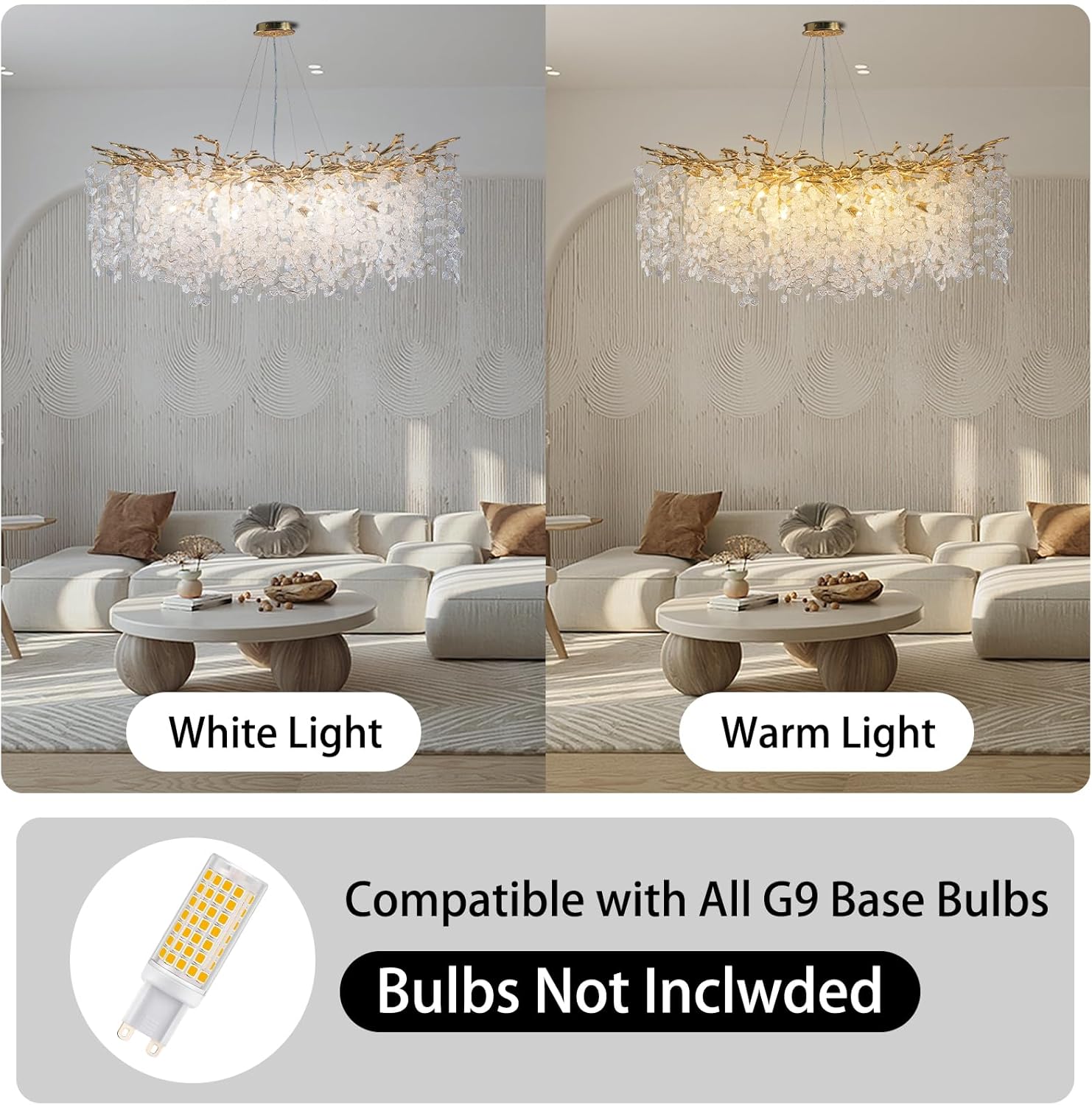 YUYI 47" Gold Tree Branch Modern Crystal Chandelier