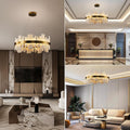 Adjustable Luxury Alabaster Round Chandelier – 31.5in Natural Stone