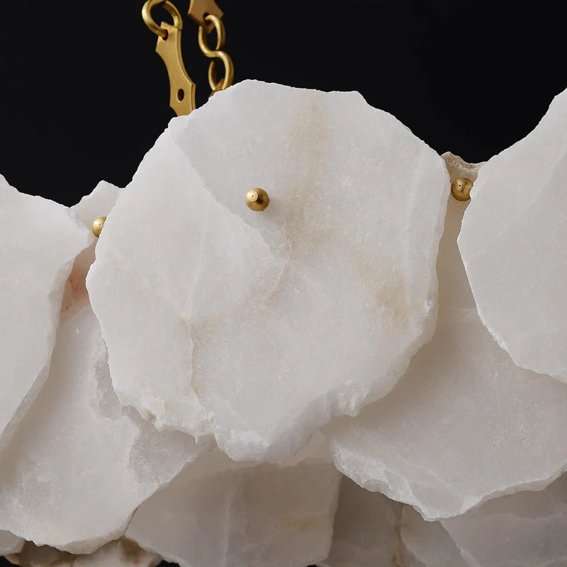 Carlos Alabaster Modern Snowflake Linear Chandelier with Chain chandelier Kevin Studio Inc