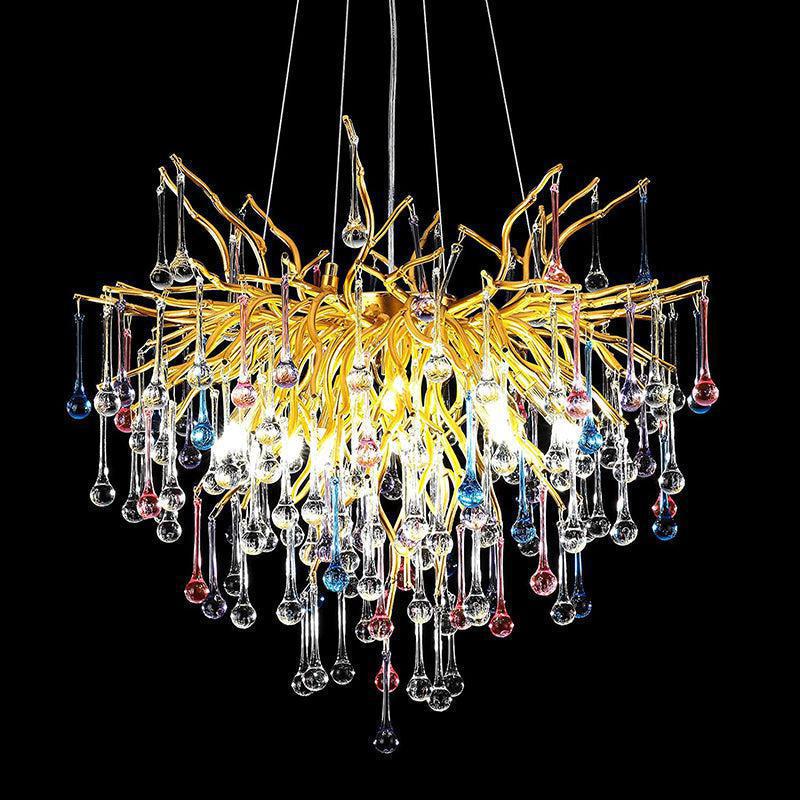 Crystal Branch Chandelier 23.5"D Gold