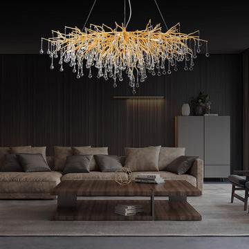 Crystal Rectangular Branch Chandelier L45"