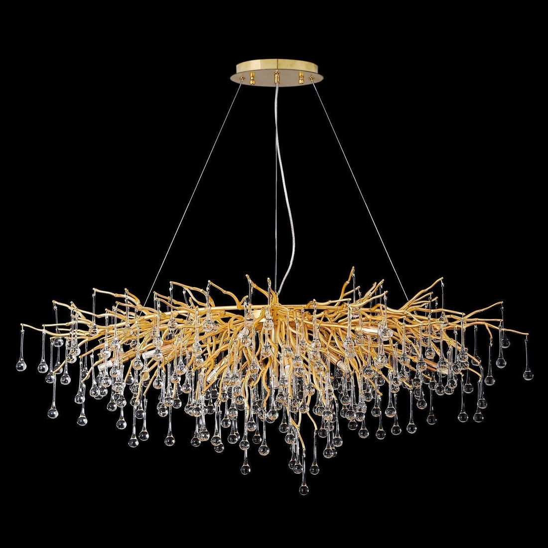 Crystal Rectangular Branch Chandelier L45"