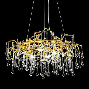 Crystal Round Branch Chandelier 23.5"D Gold
