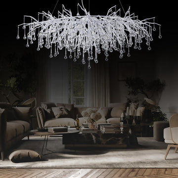 Rectangle Branch Chandelier 45"L Silver