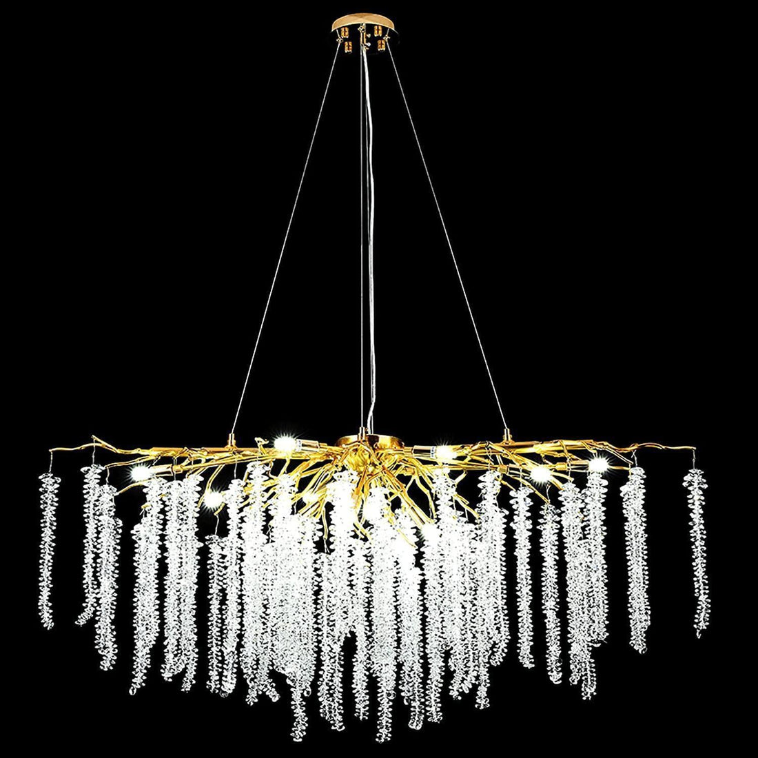 White Crystal Branch Round Chandelier D20.5" L45"