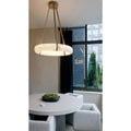 Oslo L1P Pendant Alabaster Chandelier, Halo Ring Chandelier With canopy Over Dining Table Chandelier Kevin Studio Inc