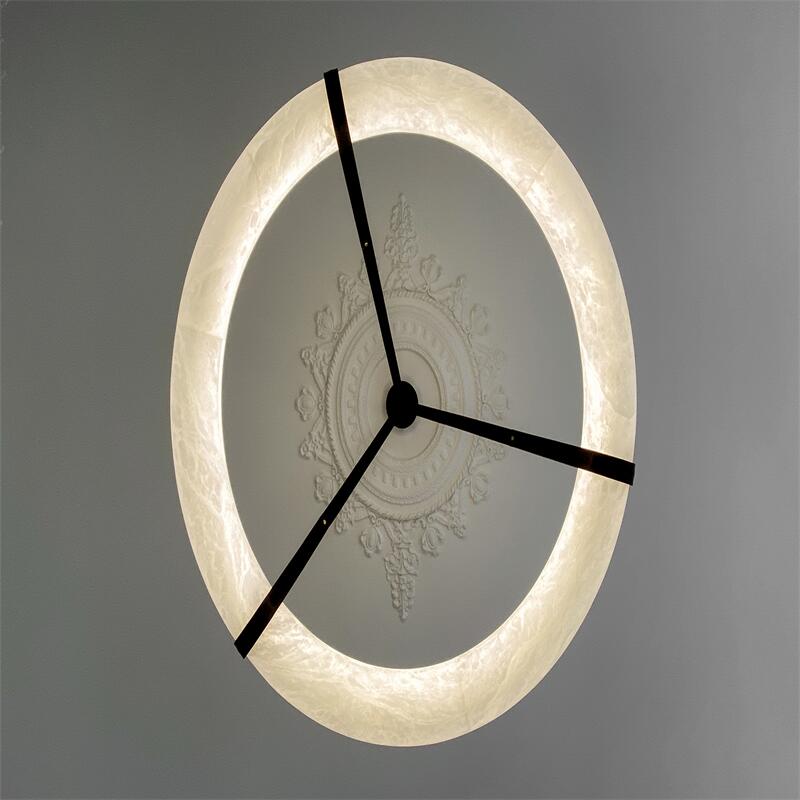 Oslo L1P Pendant Alabaster Chandelier, Halo Ring Chandelier With canopy Over Dining Table Chandelier Kevin Studio Inc