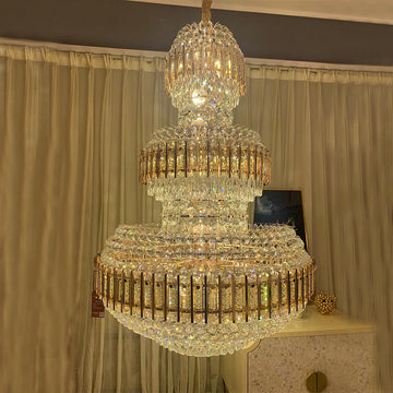 American Luxuary multi level crystal chandelier hotel lobby hall living room