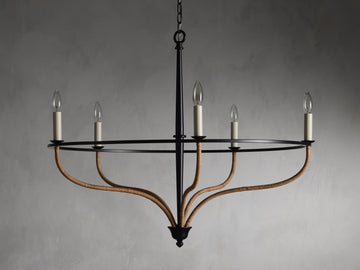 Losalind Rattan Chandelier in Black-Fanci Lamps