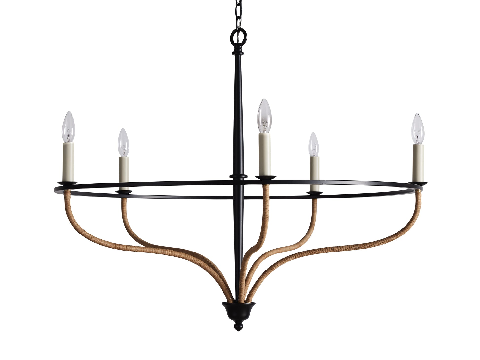 Losalind Rattan Chandelier in Black-Fanci Lamps