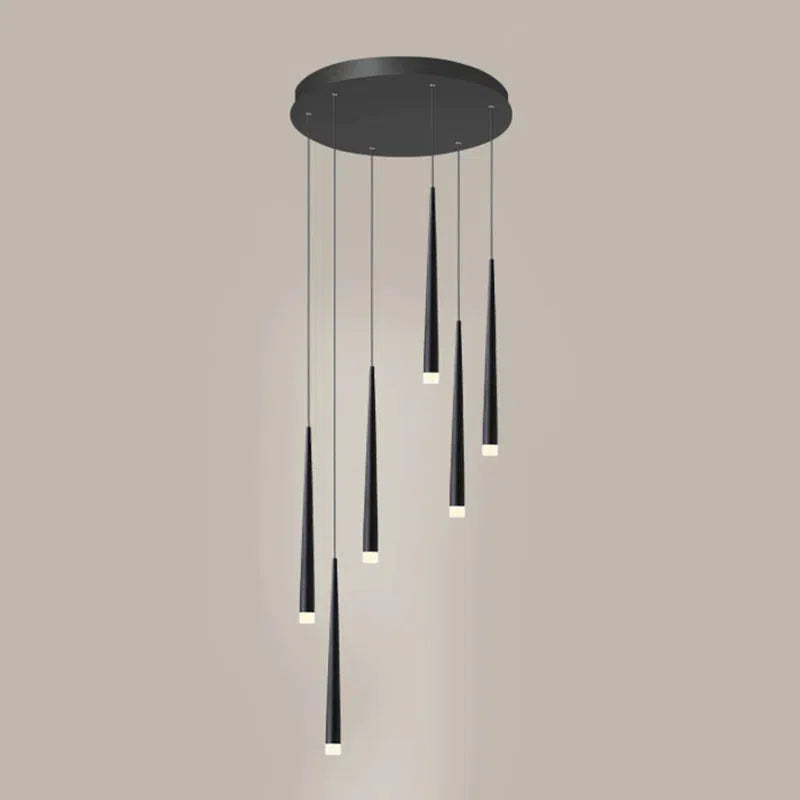 Minimalism Foyer Staircase Ceiling Chandelier Modern Pendant Lighting Fixture For Living Room Entryway In Gold/ Black Finish