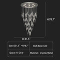 leaf, shining, light luxury, round, LED, living room, staircase, duplex, hollow, crystal, metal, Loft