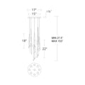 Solitude Round LED Multi Chandelier - line drawing.