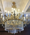 Large Oversized Luxury Golden Metal Brass  Candle Crystal Tassel Chandelier  For High-ceiling Staircase/Entryway/Hallway/Living/Meeting Room