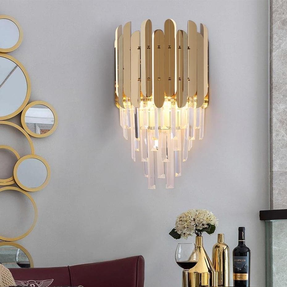 Cone Clear Crystal Wall Sconce Height 16"