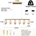 Elegant Gold Alabaster 6-Light Linear Chandelier for Dining