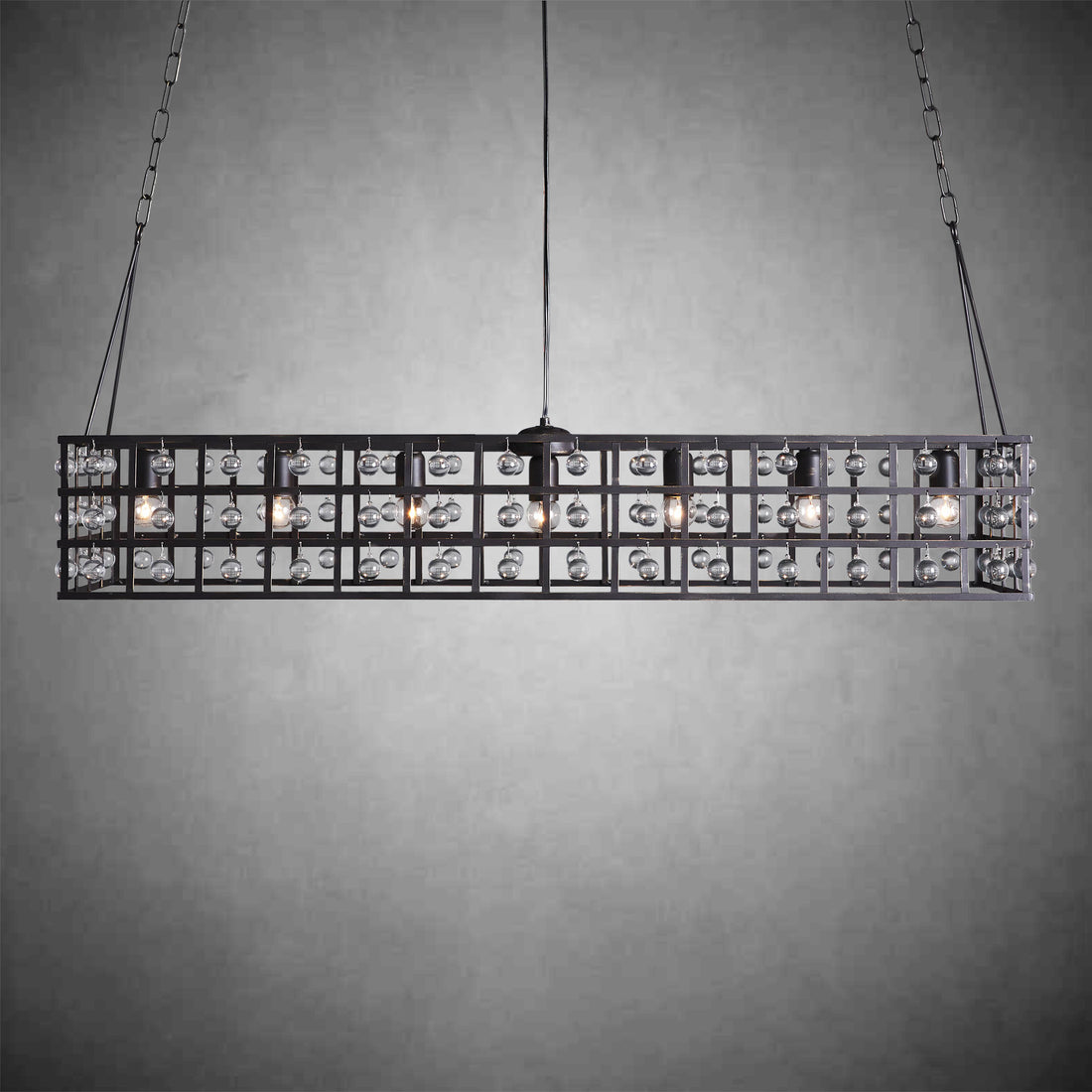 La Cage Rectangular Chandelier 7 Light-Fanci Lamps