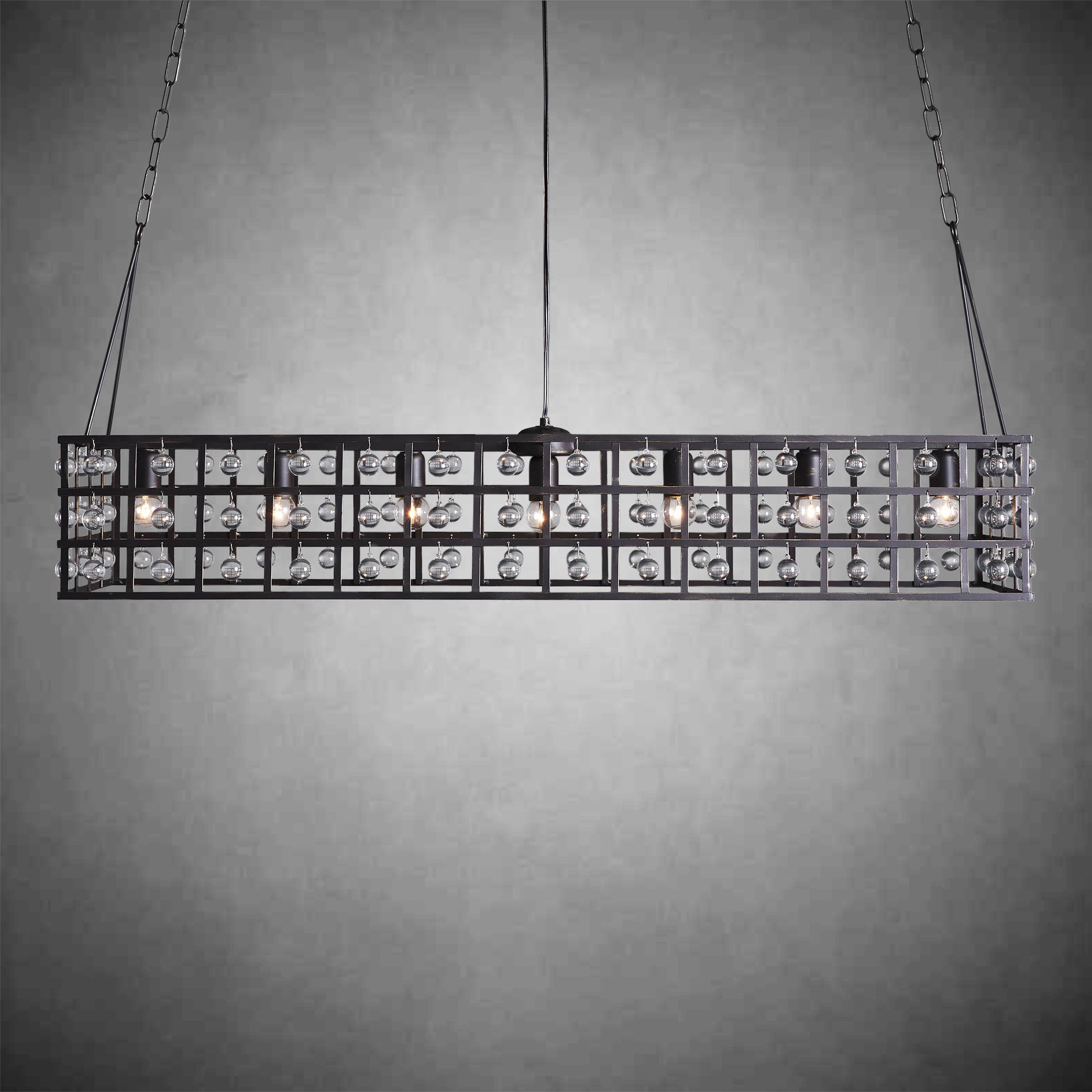 La Cage Rectangular Chandelier 7 Light-Fanci Lamps