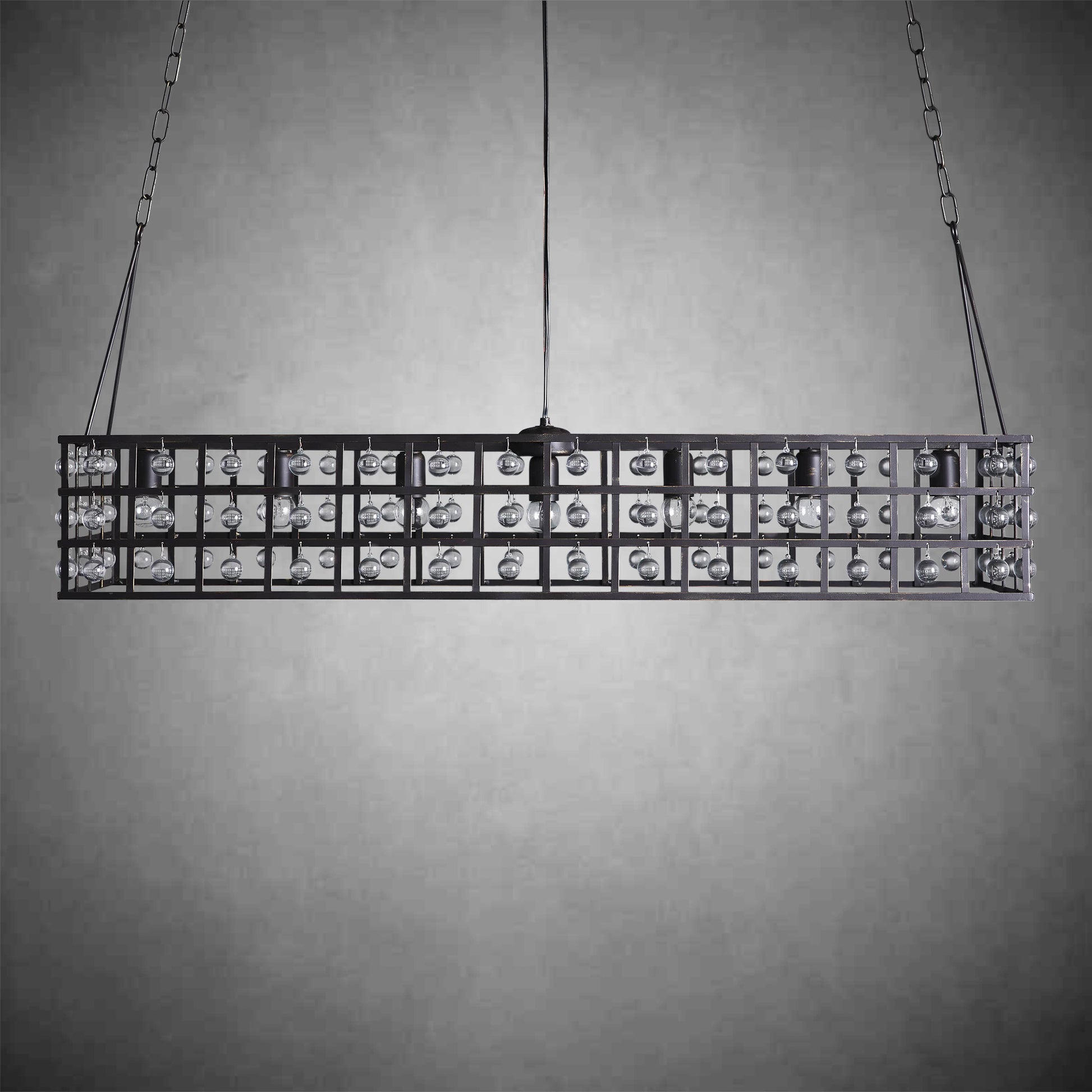 La Cage Rectangular Chandelier 7 Light-Fanci Lamps