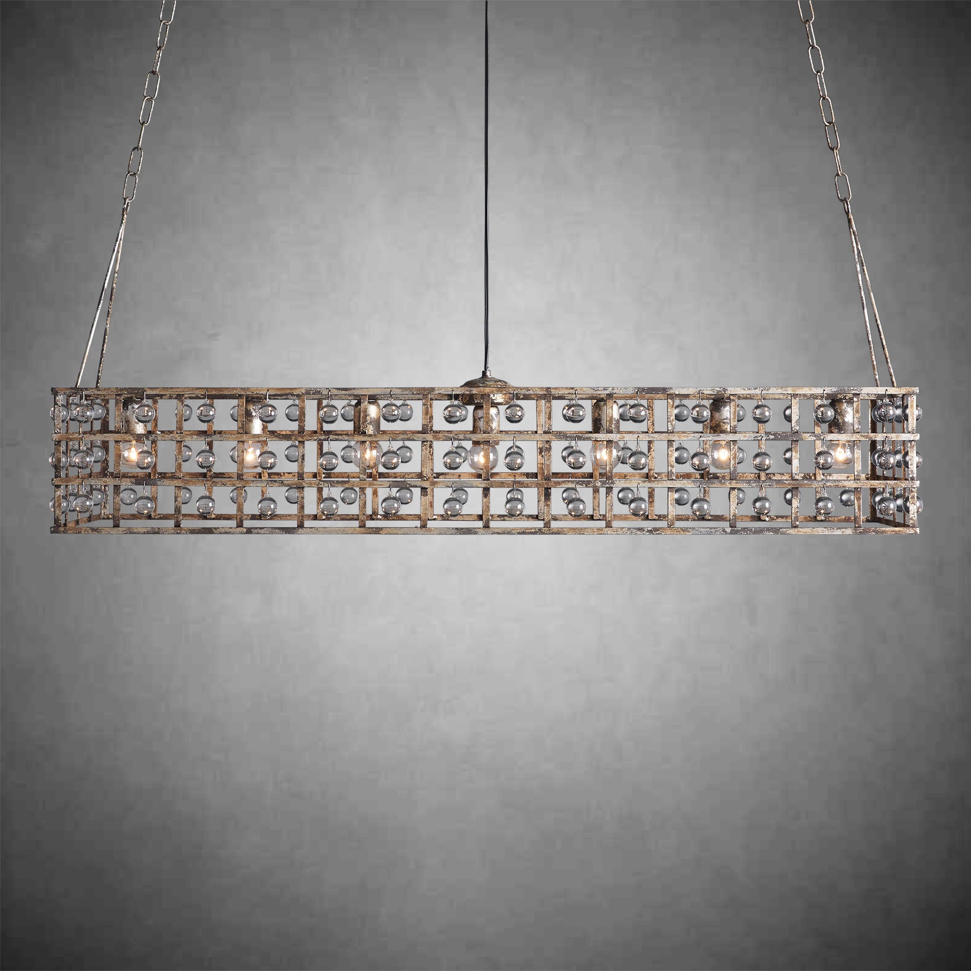 La Cage Rectangular Chandelier 7 Light-Fanci Lamps
