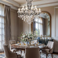 Grand Black Crystal Chandelier: 24-Light Modern Fixture for High Ceilings