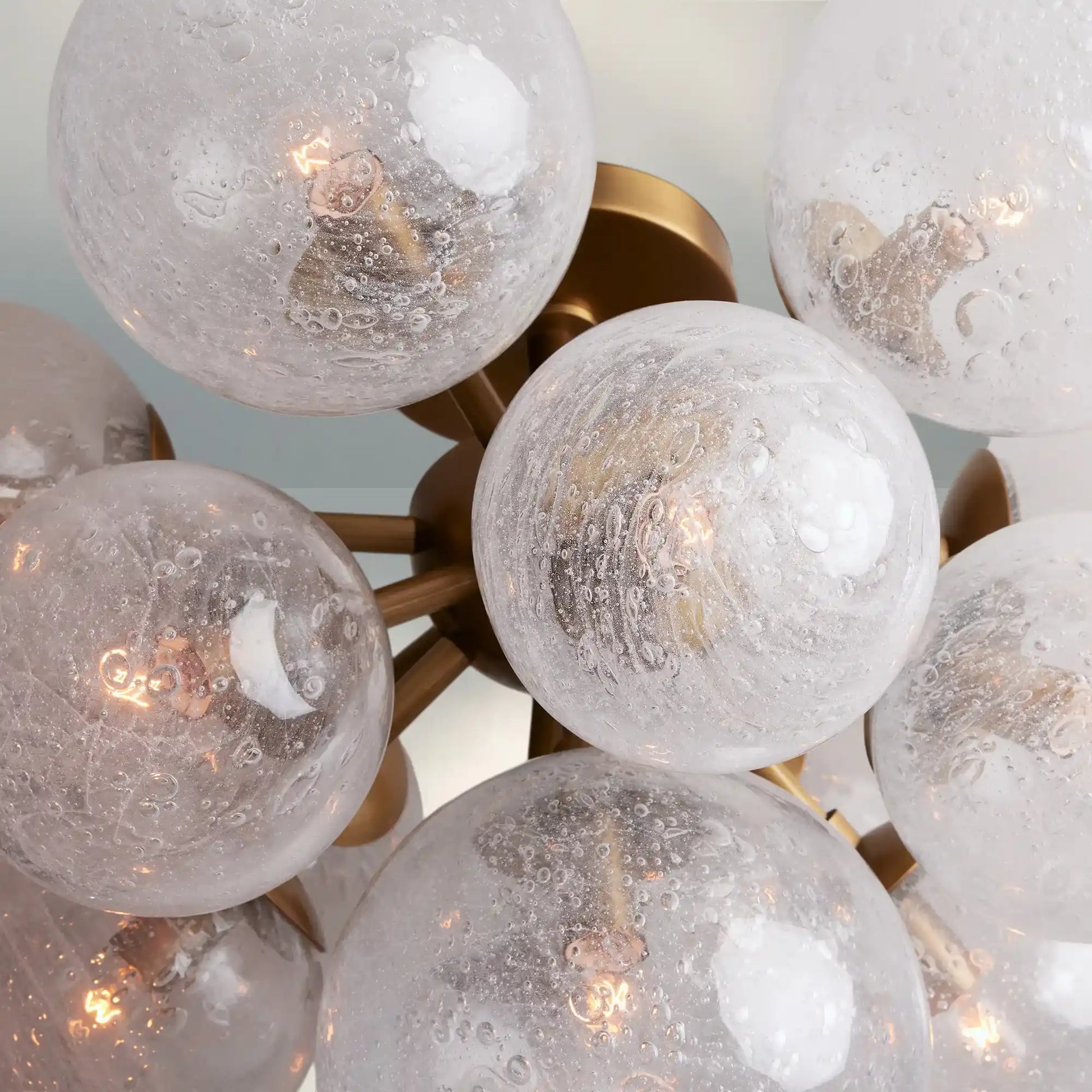 Mandoza Hand-Blown Glass Flushmount Ceiling Light with Brass Finish-Fanci Lamps