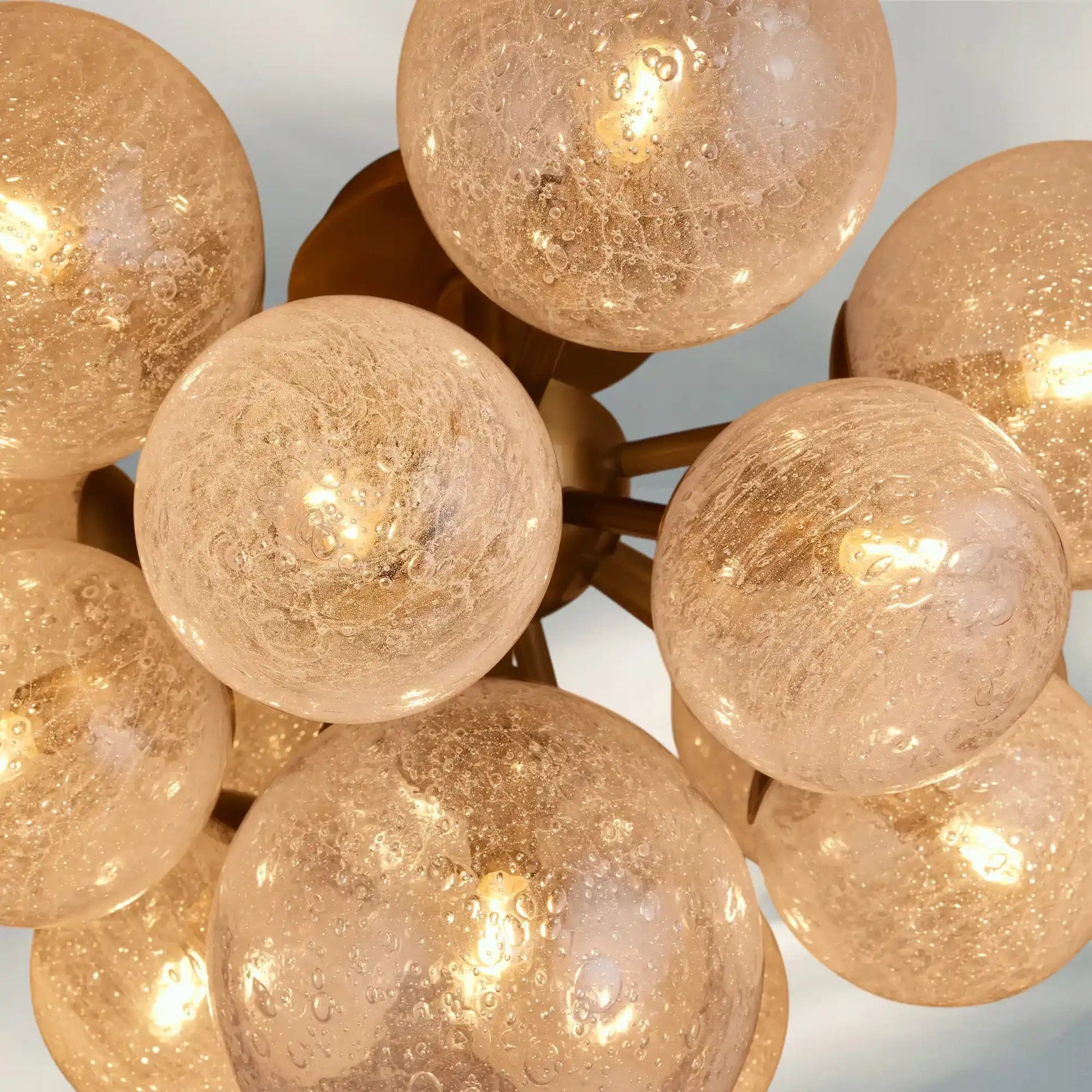 Mandoza Hand-Blown Glass Flushmount Ceiling Light with Brass Finish-Fanci Lamps