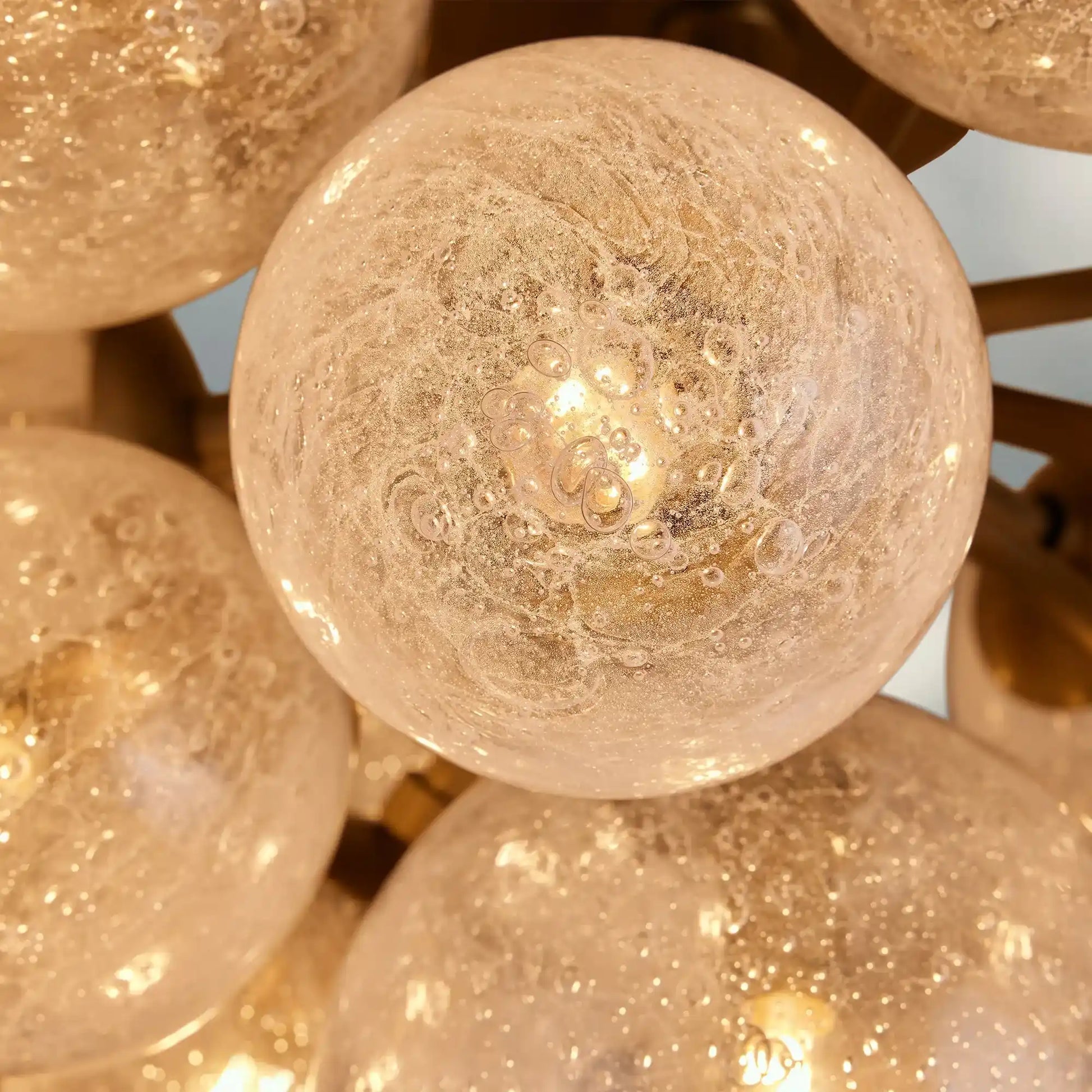 Mandoza Hand-Blown Glass Flushmount Ceiling Light with Brass Finish-Fanci Lamps