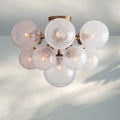 Mandoza Hand-Blown Glass Flushmount Ceiling Light with Brass Finish-Fanci Lamps