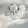 Mandoza Hand-Blown Glass Flushmount Ceiling Light with Brass Finish-Fanci Lamps