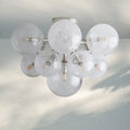 Mandoza Hand-Blown Glass Flushmount Ceiling Light with Brass Finish-Fanci Lamps