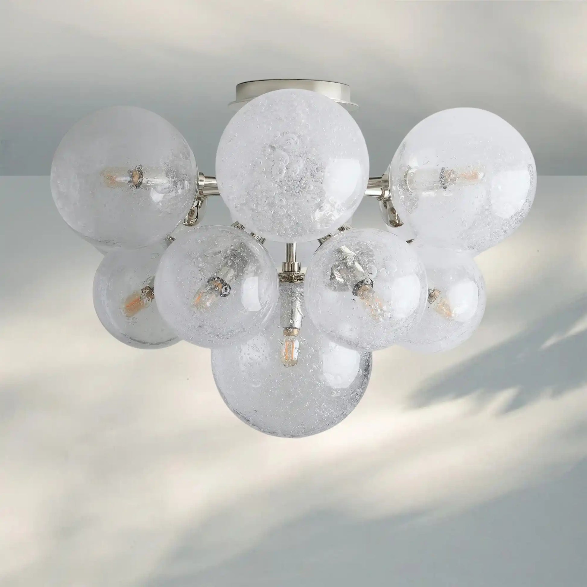 Mandoza Hand-Blown Glass Flushmount Ceiling Light with Brass Finish-Fanci Lamps