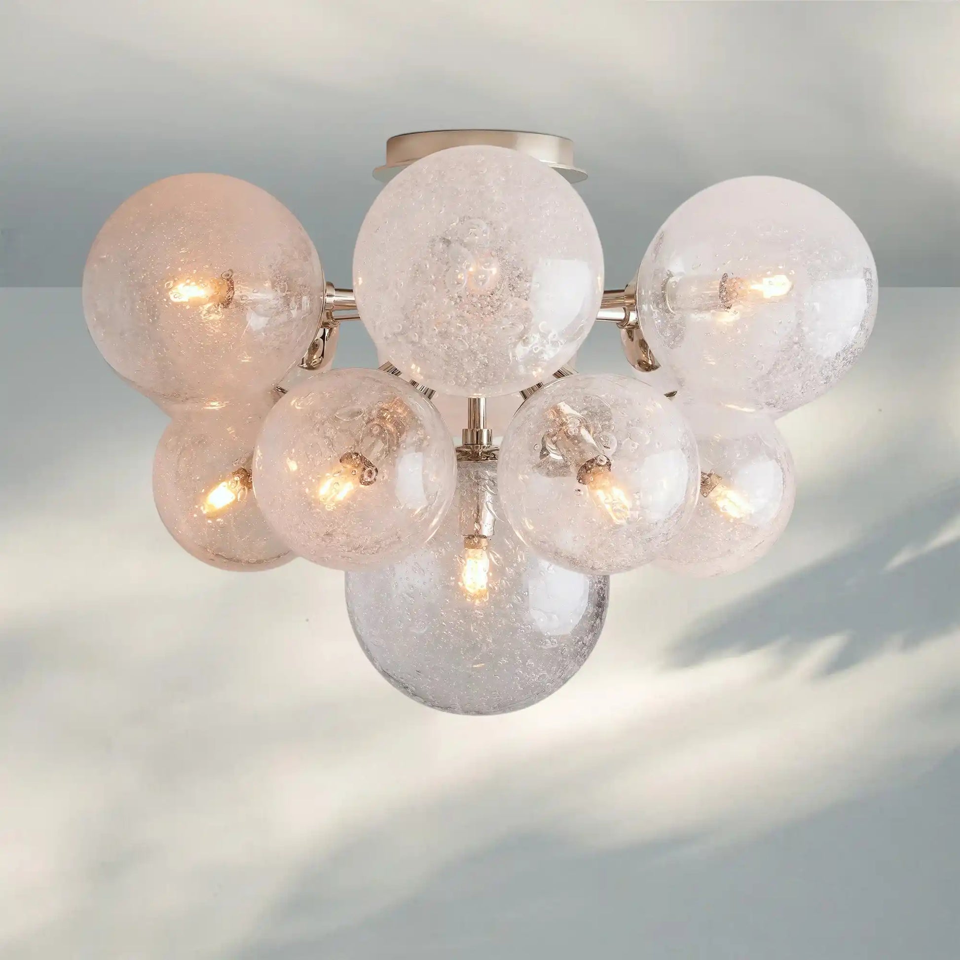 Mandoza Hand-Blown Glass Flushmount Ceiling Light with Brass Finish-Fanci Lamps