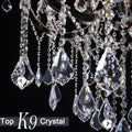 Modern Crystal Chandelier Black Candle Light Fixture for Staircase Entryway