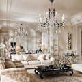 Modern Crystal Chandelier Black Candle Light Fixture for Staircase Entryway